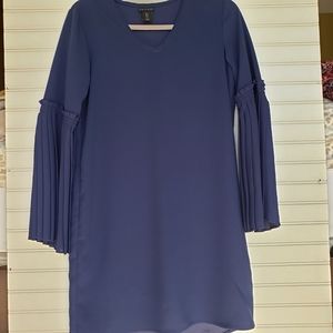 Tahari navy blue,long bell sleeves,shift dress